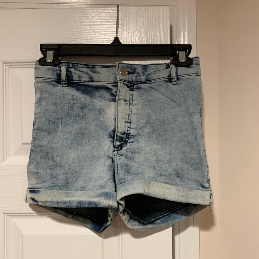 High Waisted Acid Wash Shorts